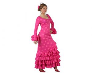 vestido rosa de flamenca 